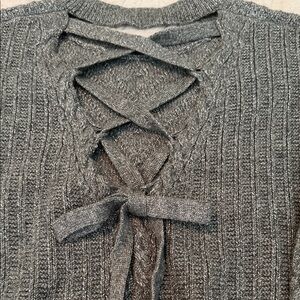 Express Charcoal Metallic Cable Knit Sweater
(Picture is back of sweater)